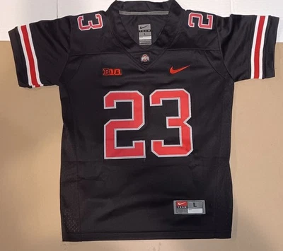 Camiseta deportiva de fútbol americano negra grande del equipo Nike de Lebron James de Ohio State Buckeyes #23 Foto 1 de 4