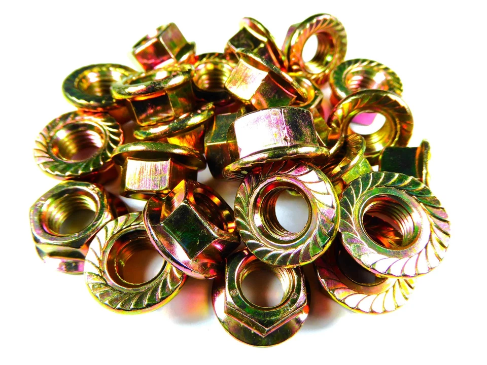 25 x DIN 6923 Flanschmutter mit Sperrzahn M10, gelb verzinkt - Bild 1 von 1