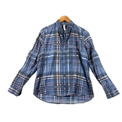 Kenzo Shirt Mens Size 16 1/2 42 Blue Check Plaid Long Sleeve Button Up Slim Fit - Image 1 of 4