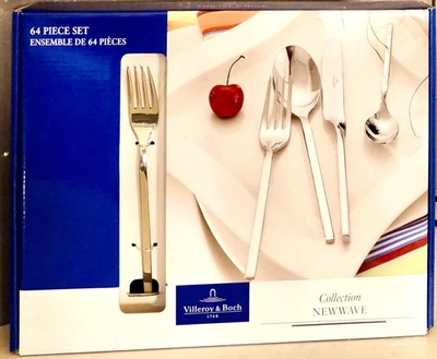 Villeroy & Boch "New Wave" Juego de cubiertos y azafatas de acero inoxidable de 64 piezas Foto 1 de 2