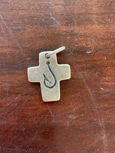 James Avery Retired Fishers of Men Cross Pendant Fish Hook Unisex - Picture 1 of 3