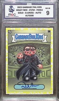 Topps 2023 Garbage Pail Kids Holey Neo Fools Gold D.Gross Auto 27/50 MGC 9  - Image 1 of 3