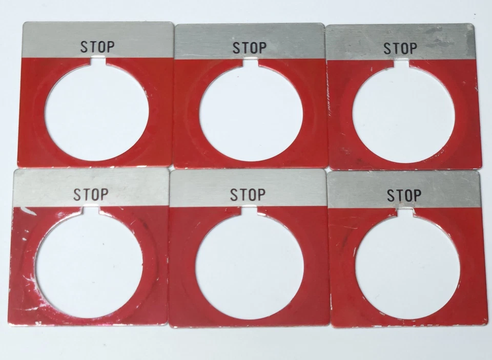 LOT OF 6 ALLEN BRADLEY 800T X550 RED STOP LEGEND PLATE 800T-X550 30mm - Image 1 of 1