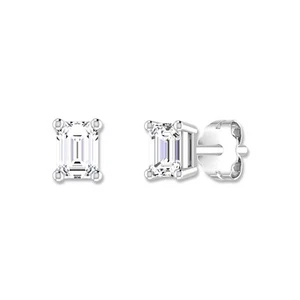 Lab-Grown Diamond Damen Ohrringe, 1/2 cttw Smaragdschliff Diamant, 10K Gold - Bild 1 von 3