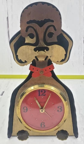 Vintage ATLANTA German Mechanical Wind-Up Puppy Dog Alarm Clock Works Cover