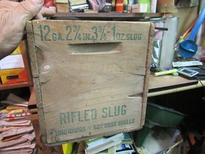 REMINGTON 12 ga. shotgun shells 2 3/4" EMPTY Wooden Box SHIPPING RIFLED SLUG - Picture 1 of 12
