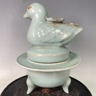 9.0" china antique song dynasty ru kiln porcelain cyan glaze duck Incense burner