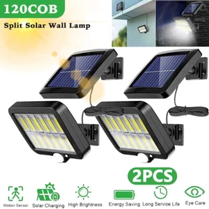 2PCS Outdoor Solar Wall Light LED Motion Sensor Bright Flood Street Lamp 3 Modes - Picture 1 of 15