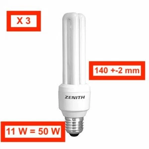 Lot Of 3 Zenith Energy Saving Light Bulbs E27 11W Power 50W Warm-2700K - Picture 1 of 3
