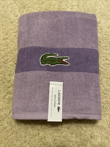 Lacoste ~ Purple Bath Towel 100% Cotton 30" x 52" Big Crocodile Logo - Picture 1 of 8