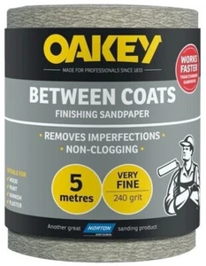 Oakey Between Coats Finishing Sandpaper Roll 5m - Very Fine - 240 grit - Picture 1 of 1