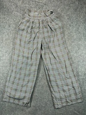 TAHARI Pants VTG Womens 4 Black Plaid Chino Wide Leg Rayon Pleated Ladies 22x26 - Image 1 of 4