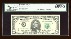 DBR 1985 $5 FRN Dallas Fr. 1978-K Legacy 45 PPQ Serial K65618995A - Picture 1 of 2