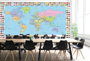 3D Farbe Atlantik 467NAN Weltkarte Tapete Wandbild Ablösbar Selbstklebend Amy - Bild 1 von 12