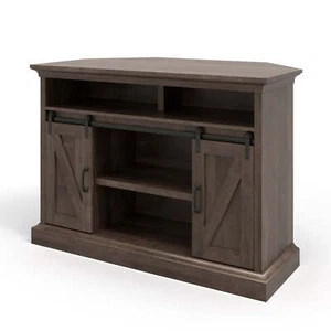 55" Barn Door Corner TV Stand Shelf Cabinet Entertainment Center Console Table - Picture 1 of 11