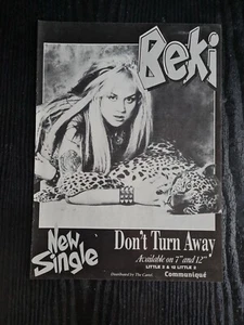 "PÓSTER PUBLICITARIO ÚNICO BEKI NO TURN AWAY 1985 ARTE 8,5X11,7" - Imagen 1 de 1