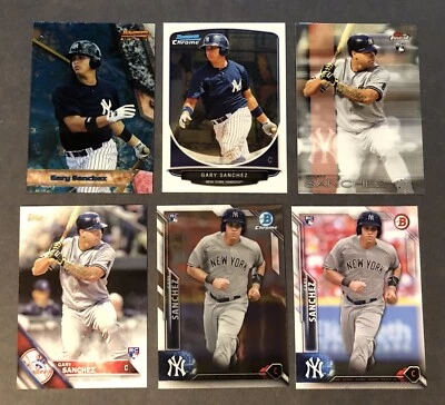 2011-2016 Gary Sanchez Rookie 6 Card Lot Bowman, Bowman Chrome, Topps, Finest - Image 1 of 2