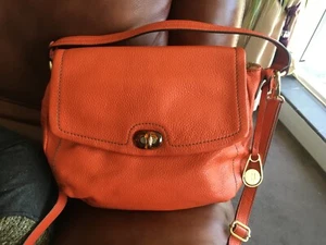 STYLISH BETTY JACKSON BLACK GENUINE LEATHER ORANGE LADIES HANDBAG - MEDIUM - Picture 1 of 10