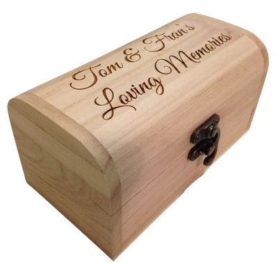 PERSONALISED Engraved Small Wooden Trinket Gift Box Wood Keepsake Treasure Chest - Image 1 of 4