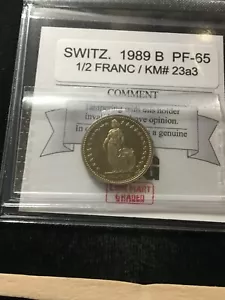 1989 B Switzerland, 1/2 Franc, Coin Mart Graded**PF-65** KM# 23a3 - Picture 1 of 8