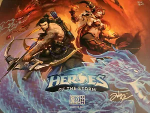 BlizzCon 2017 Heroes of the Storm Hanzo Alexstrasza Dev Signed Poster 20x14 - Picture 1 of 2