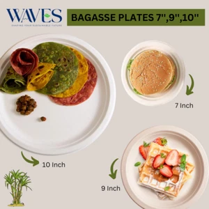Super Rigid Biodegradable Bagasse Plates - Eco-Friendly Party Tableware - Picture 1 of 14