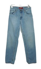 Arizona Jean Co Mens Size 28 x 32 Relaxed Straight Blue Denim Jeans Light Wash