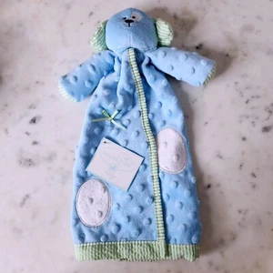 Mud Pie Baby Security Blanket Blue Puppy Cuddle Pal Lovey Soft Plush Satin Minky - Picture 1 of 5