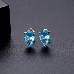 Damen Ohrringe Ohrhänger Rhodiniert Blue Zirkonia Kinder Ohrschmuck Modeschmuck - Bild 1 von 5