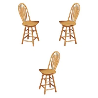 Home Square 24" Swivel Wood Barstool & Counter Stool in Oak - Set of 3 - Image 1 of 2