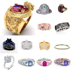 Elegant Jewelry Rings Women Wedding Ring Cubic Zirconia Size 5-11 - Bild 1 von 31