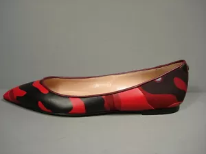 Valentino 37 Red Camouflage Rock Stud Leather Canvas Point Toe Flats Shoes NEW - Picture 1 of 12