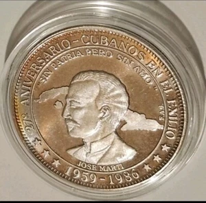 1oz Plata JOSE MARTI Habana EXILIO KUVA isla CARIBE PUERTO RICO token ficha 1986 - Picture 1 of 8