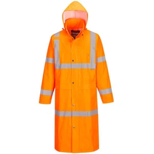 Portwest UH445 Hi Vis Safety Rain Jacket Long 48" Waterproof ANSI Class 3 - Picture 1 of 6