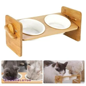 Adjustable Height Double Bowls Dog Cat Feeder Elevated Raised Stand Feeding Food - Picture 1 of 18
