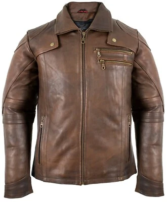 Motorrad Jacke Bikerjacke Lederjacke Chopper Jacke Rockerjacke braun  - Bild 1 von 4