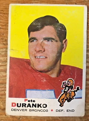 1969 Topps Pete Duranko Football Card #182 Denver Broncos NFL Trading Card - Image 1 of 2