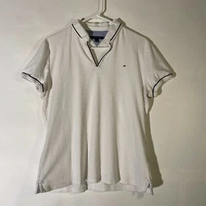 Tommy Hilfiger V-Neck Short Sleeve Polo Shirt Collared Top (Womens XL) - Picture 1 of 8