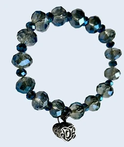 Alexa’s Angels Bracelet Blue Aurora Borealis Faceted Crystal w Heart Prayer Box - Picture 1 of 5