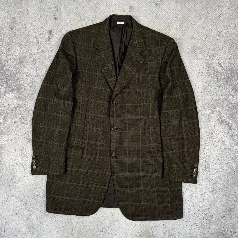 Jaqueta Blazer Brioni Nomentano Pure Cashmere Janela Marrom Masculina Tamanho 54 IT 44US - Imagem 1 de 4