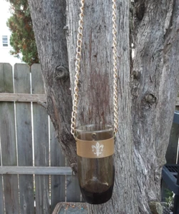 1970 s Party Glass on Chain Amber / Gold  Plant Propagation / Novelty Drinkware - Picture 1 of 6