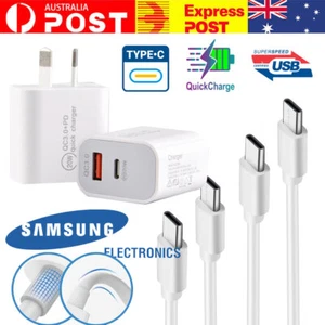 USB-C To Type C Cable 3A 45W Fast Charging Charger Samsung 1M 2M S23 S22 A54 - Picture 1 of 14