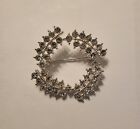 VINTAGE 3D CRYSTAL RHINESTONES  BROOCH PIN SILVER PLATED 1&quot;