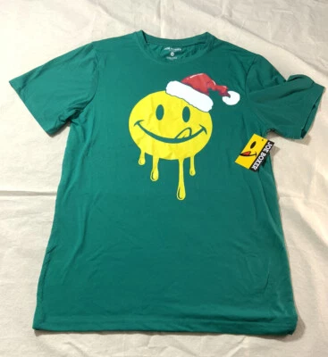 Joe Boxer Ropa de Dormir Verde y Amarillo Camisa Sonrisa Cara Navidad Talla Pequeña Foto 1 de 4