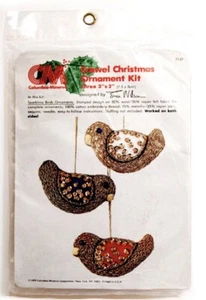 Columbia-Minerva CREWEL Christmas Ornament KIT “Sparkling Birds” #7137 Stamped - Picture 1 of 6