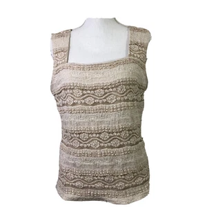 Blusa de encaje Dressbarn Petite XL forrada suave bronceado escote cuadrado - Imagen 1 de 9