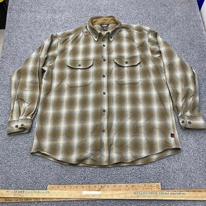Woolrich Camicia Uomo XL Lana Flanella Manica Lunga Bottoni Plaid Noce Noce - Foto 1 di 9
