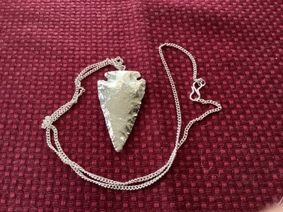 1 Collar Colgante Punta Flecha Chapado en Plata Ágata. Foto 1 de 3