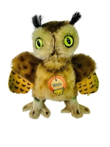 Steiff Vintage Wittie The Owl Small Mohair Figure With Label Tag Stuff Animal - Picture 1 of 12