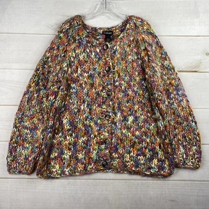 Lane Bryant Sweater Womens 18 20 2X Button Up Cardigan Colorful Chunk Knit Heavy - Picture 1 of 8